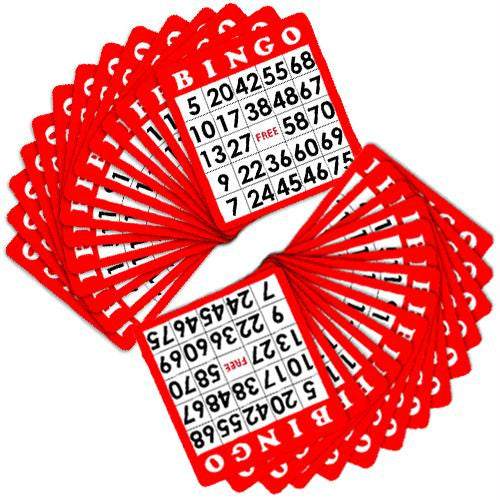 100 Pack of Red Bingo Cards