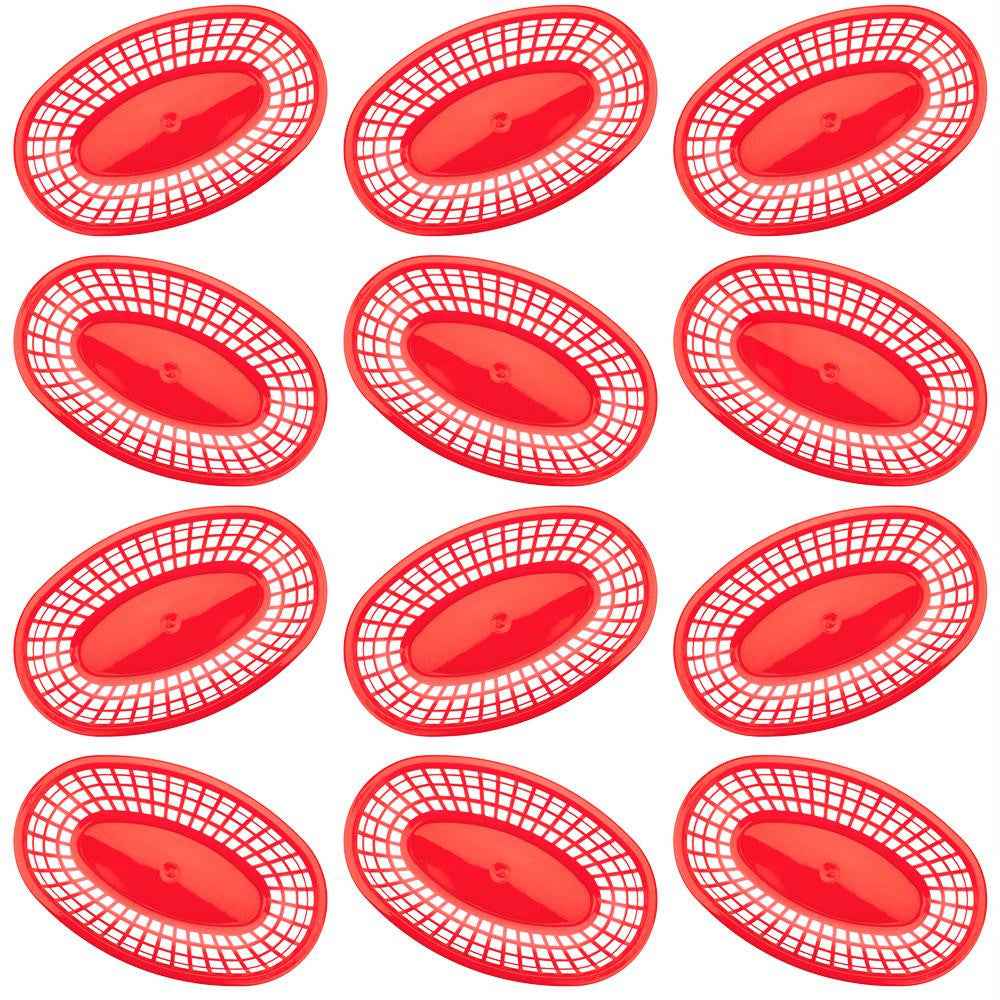 12 Large Red Plastic Food Baskets