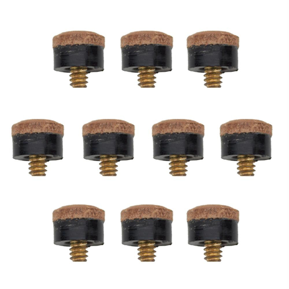 10 12mm Hard Leather Screw-on Pool Cue Tips