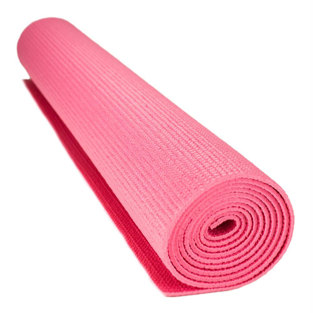 1-8-inch (3mm) Compact Yoga Mat with No-Slip Texture - Pink