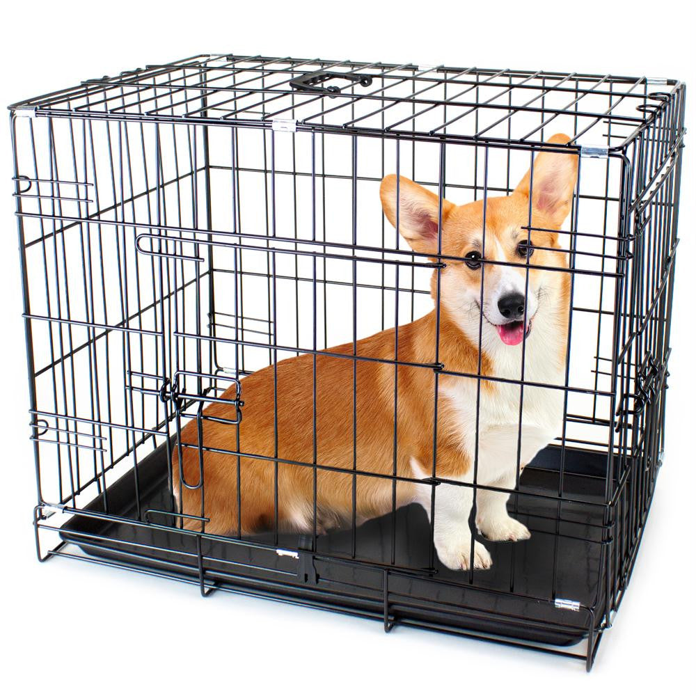 30" MEDIUM Dual-Door Folding Pet Crate with Removable Liner