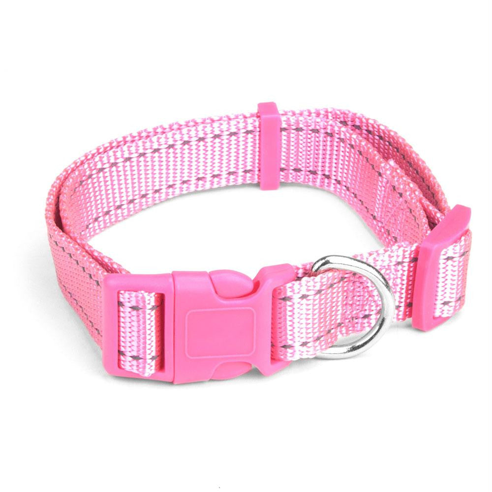 Medium Pink Adjustable Reflective Collar