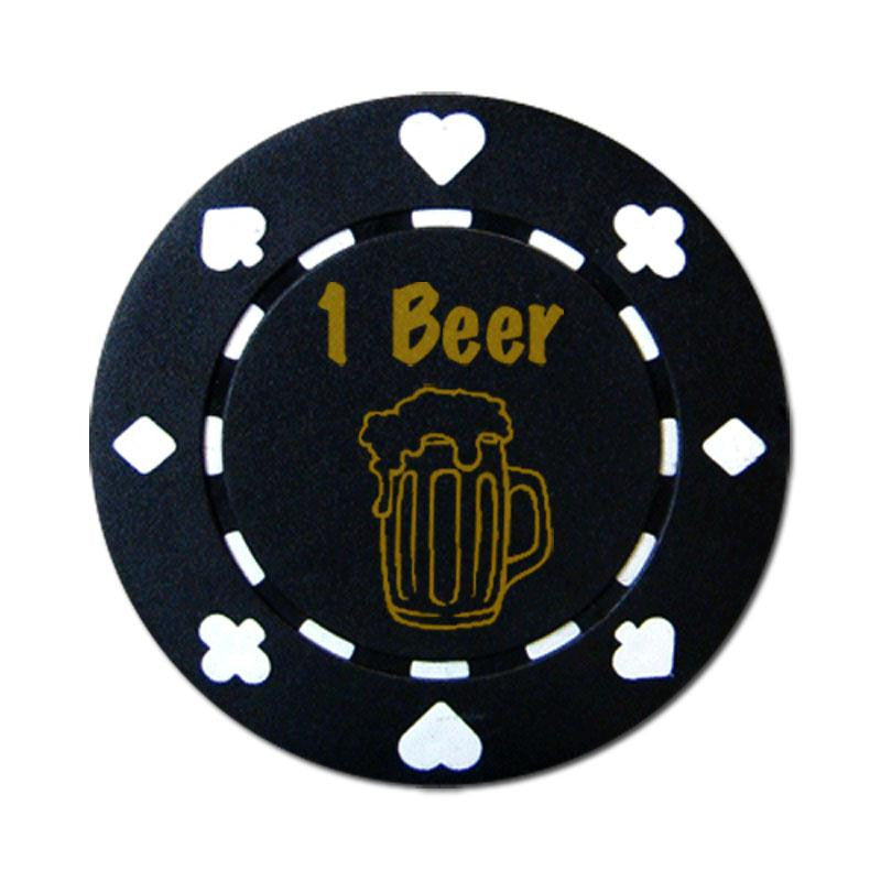 25 Black "1 Beer" Bar Token Chips