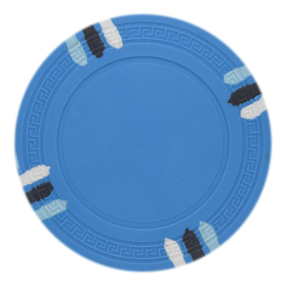 Roll of 25 - Light Blue Blank Claysmith 12 Stripe Poker Chip