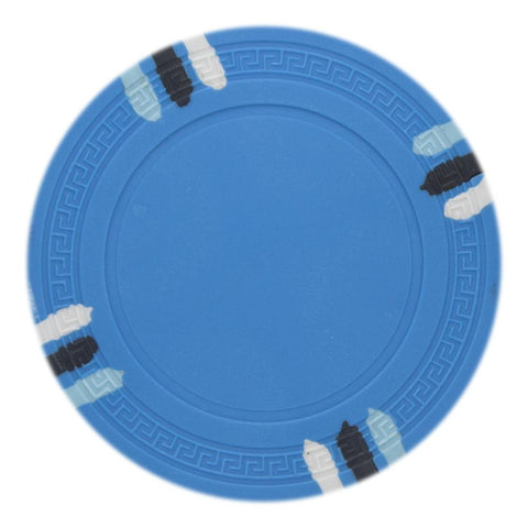 Roll of 25 - Light Blue Blank Claysmith 12 Stripe Poker Chip