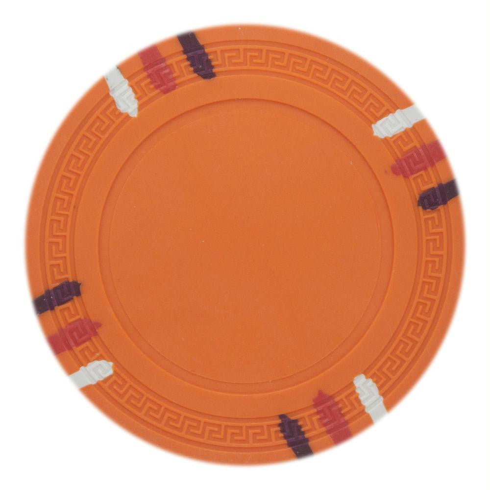 Roll of 25 - Orange Blank Claysmith 12 Stripe Poker Chip - 1