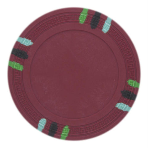 Roll of 25 - Red Blank Claysmith 12 Stripe Poker Chip - 13.5