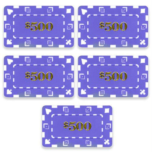 5 Denominated Poker Plaques Purple $500