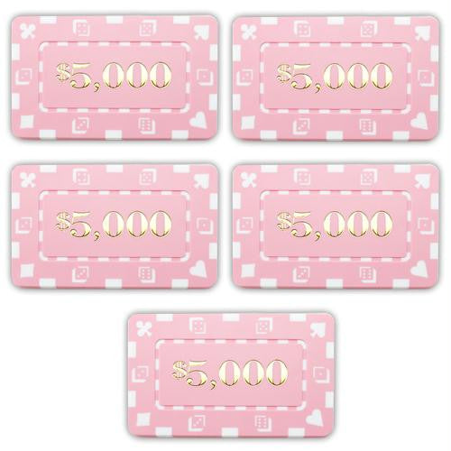 5 Denominated Poker Plaques Pink $5,000