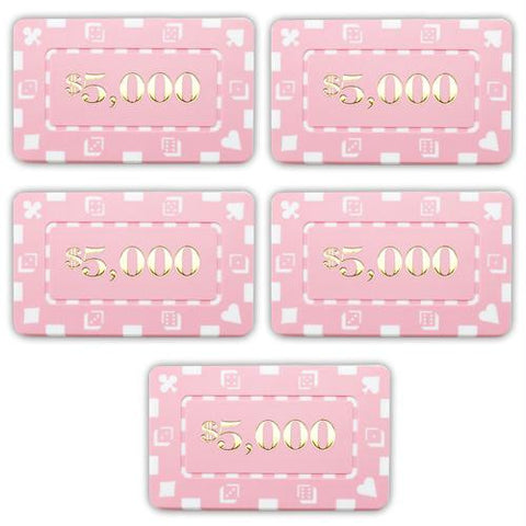 5 Denominated Poker Plaques Pink $5,000