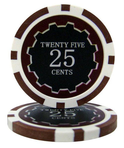 Roll of 25 - Eclipse 14 Gram Poker Chips - .25&cent; (cent)