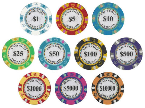 Monte Carlo 14 Gram Poker Chip Sample - 10 Chips