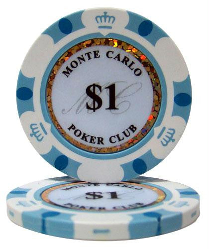 Roll of 25 - $1 Monte Carlo 14 Gram Poker Chips