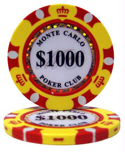 Roll of 25 - $1000 Monte Carlo 14 Gram Poker Chips