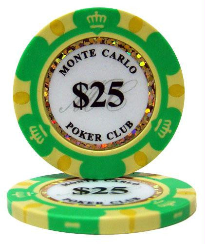 Roll of 25 - $25 Monte Carlo 14 Gram Poker Chips