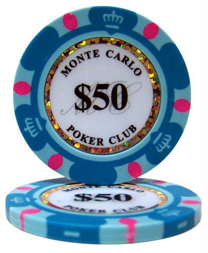 Roll of 25 - $50 Monte Carlo 14 Gram Poker Chips