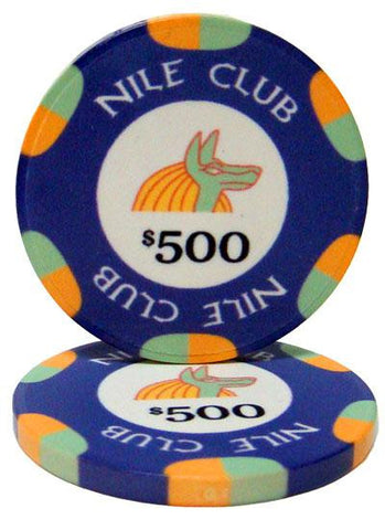 Roll of 25 - $500 Nile Club 10 Gram Ceramic Poker Chip