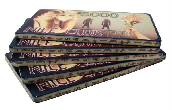 5 $5000 Nile Club 40 Gram Ceramic Poker Plaques