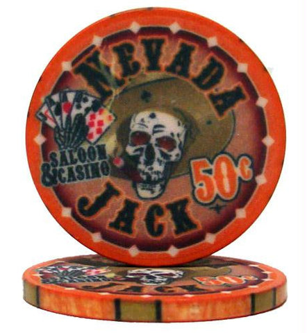 Roll of 25 - .50&cent; (cent) Nevada Jack 10 Gram Ceramic Po