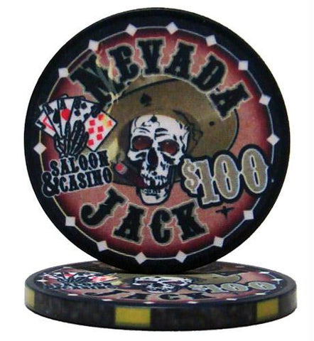 Roll of 25 - $100 Nevada Jack 10 Gram Ceramic Poker Chip