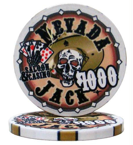 Roll of 25 - $1000 Nevada Jack 10 Gram Ceramic Poker Chip