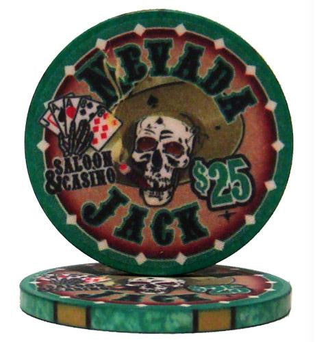 Roll of 25 - $25 Nevada Jack 10 Gram Ceramic Poker Chip