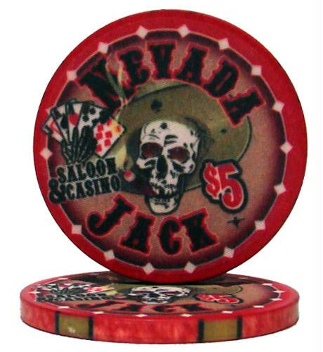 Roll of 25 - $5 Nevada Jack 10 Gram Ceramic Poker Chip