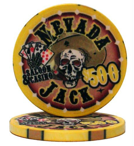 Roll of 25 - $500 Nevada Jack 10 Gram Ceramic Poker Chip