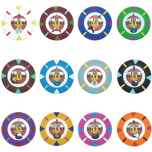 Rock & Roll 13.5 Gram Poker Chips Sample Pack - 12 Chips