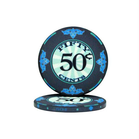 Roll of 25 - .50&cent; (cent) Scroll 10 Gram Ceramic Poker C