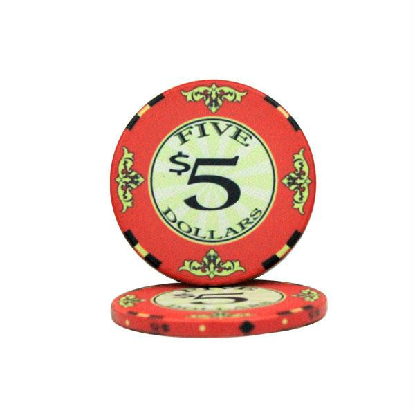 $5 Scroll 10 Gram Ceramic Poker Chip