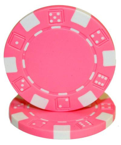 Roll of 25 - Striped Dice 11.5 gram - Pink