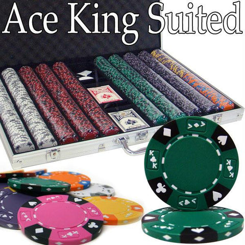 Custom - 1000 Ct Ace King Suited Chip Set Aluminum Case