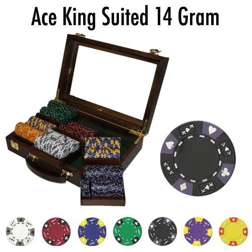 Custom - 300 Ct Ace King Suited Chip Set Walnut Case