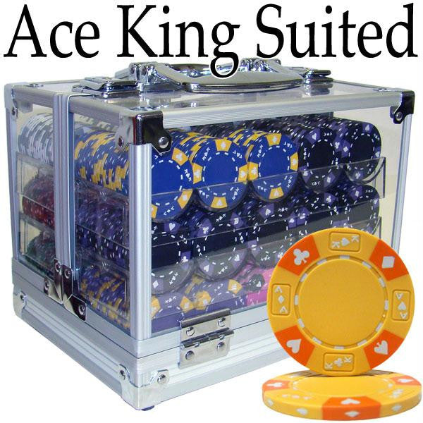 Pre-Pack - 600 Ct Ace King Suited Chip Set Acrylic Case