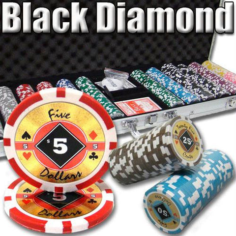 600 Ct. Black Diamond Poker Chip 14g Custom Breakout W- Case