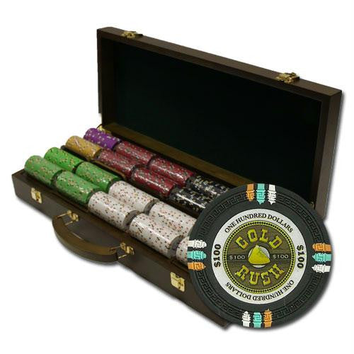 500Ct Custom Claysmith Gaming "Gold Rush" Chip Set in Walnut