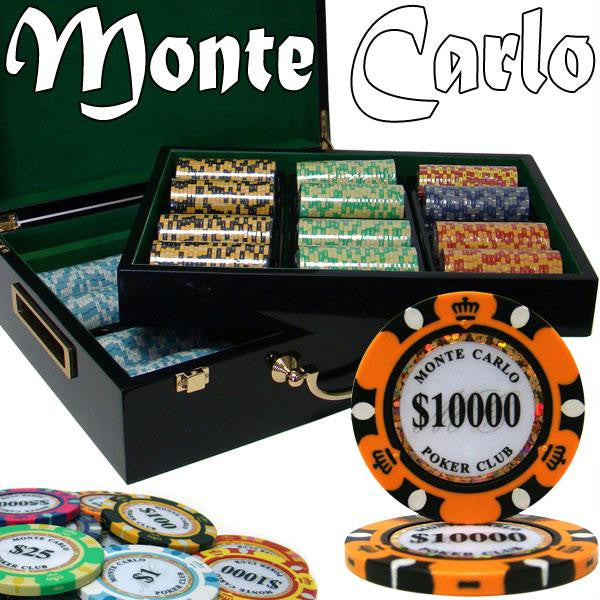 Custom - 500 Ct Monte Carlo Chip Set Hi Gloss Wooden Case