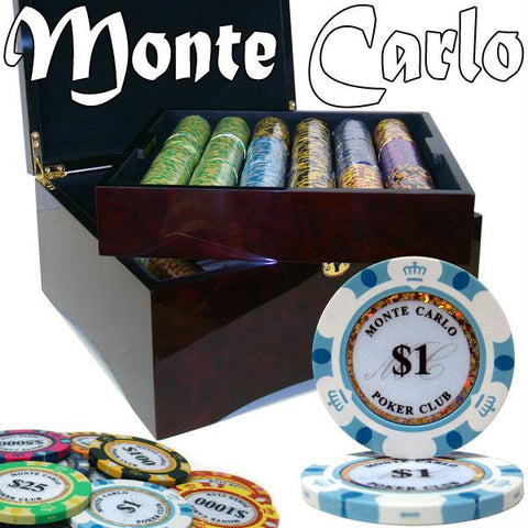 Pre-Pack - 750 Ct Monte Carlo Chip Set Mahogany Case