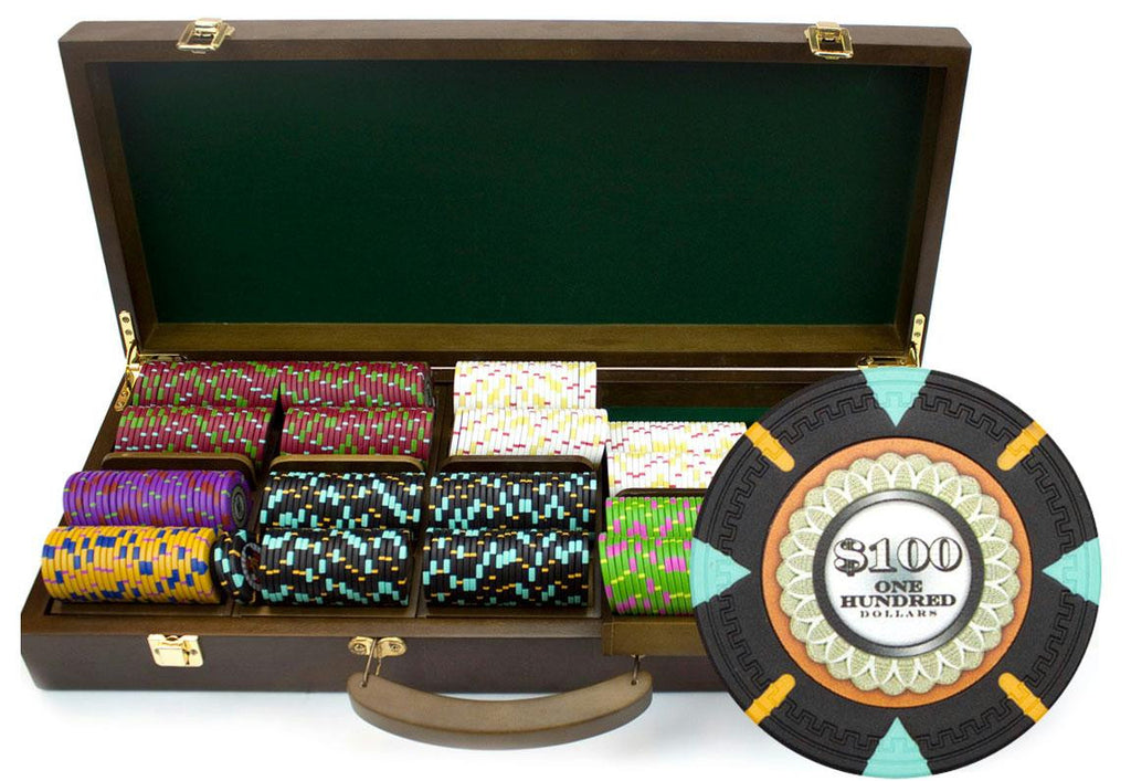 500Ct Claysmith Gaming 'The Mint' Chip Set in Walnut