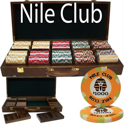 500 Ct Standard Breakout Nile Club Chip Set - Walnut Case