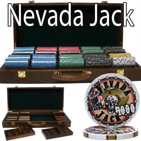 Pre-Packaged - 500 Ct Nevada Jack 10g Walnut Case Chip Set