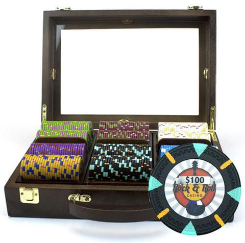 300Ct Claysmith Gaming 'Rock & Roll' Chip Set in Walnut