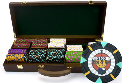 500Ct Claysmith Gaming 'Rock & Roll' Chip Set in Walnut