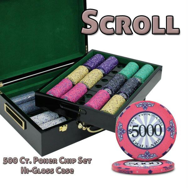 500 Ct Standard Breakout Scroll Chip Set - Hi-Gloss Case