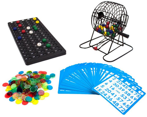 Deluxe 6" Bingo Game w-Colored Balls, 300 Chips and 50 Cards