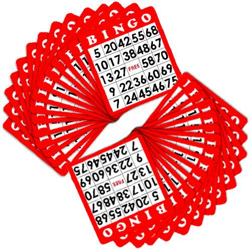 100 Pack of Red Bingo Cards