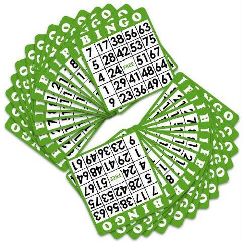 100 Pack of Green Bingo Cards with Jumbo Numbers