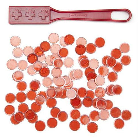 Red Magnetic Bingo Wand with 100 Metallic Bingo Chips