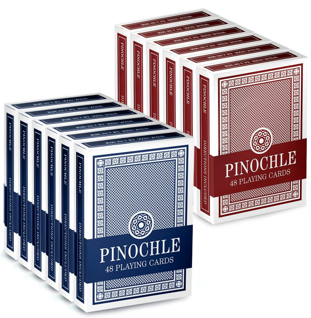 12 Pack of Pinochle Playing Cards (6 Red-6 Blue)